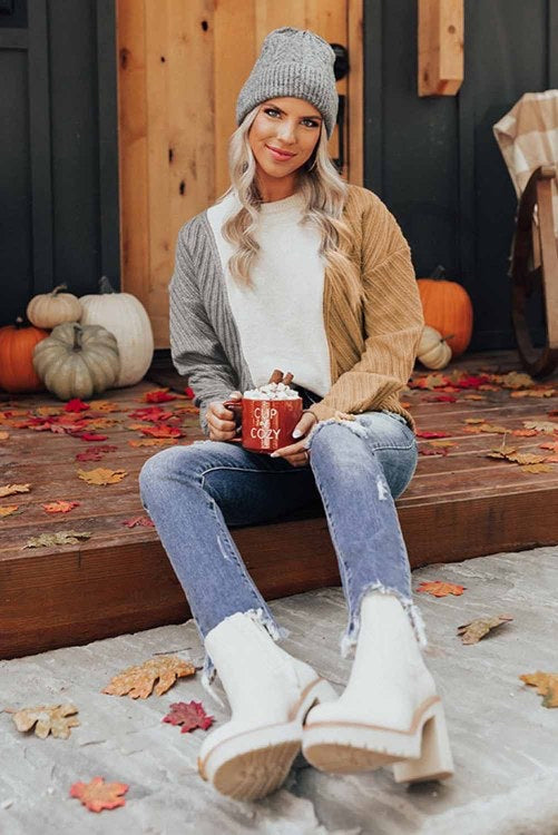 Fall Style: Rustic Brown Bell Sleeve Cozy Sweater — Live Love Blank