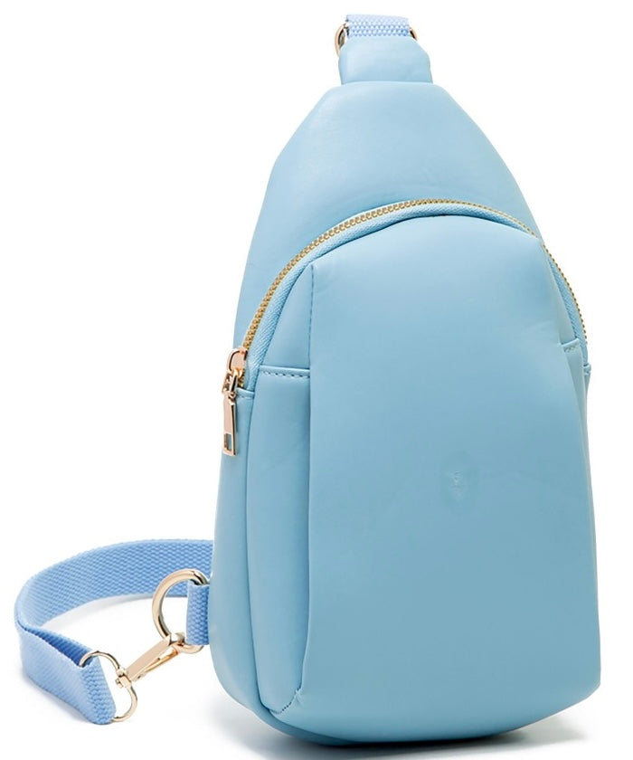 light blue sling bag