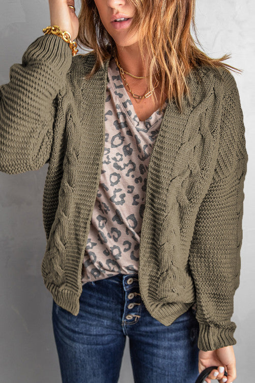 Handmade Olive green knit sweater / cardigan with brown buttons down hotsell the front