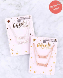 Mama and Babe Necklace Set - Rose Gold or Silver