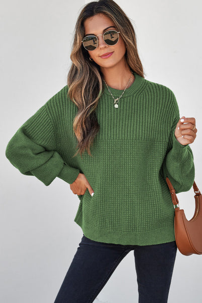 Vineyard Green Mixed Texture Sweater