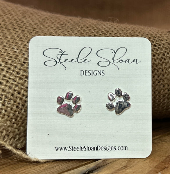 Paw Stud Earrings - Silver Paw Studs - Gold Paw Studs - Wildcats - Tigers - Cats