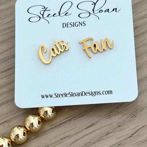 Sports Stud Earrings - Gold Cats Fan Studs
