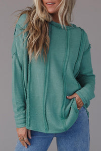 Dusty Teal Waffle Texture Top with Reverse Seams