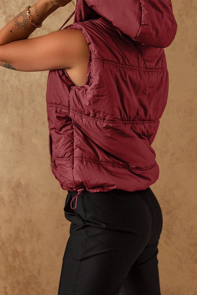 Clay Hooded Zip Up Puffer Vest