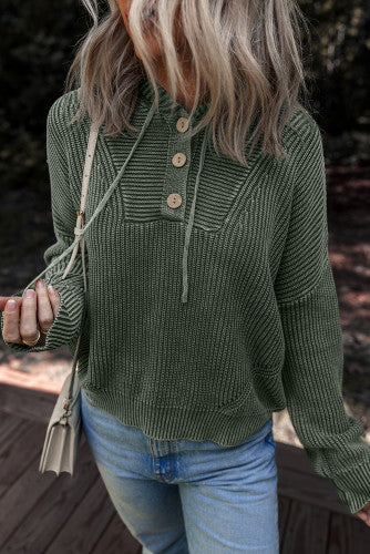 Green Mineral Wash Hooded Sweater