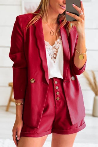 Berry Blazer with Scalloped Lapel