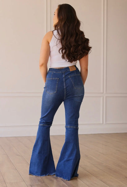 Curvy Flare Distressed Jeans - Stretchy