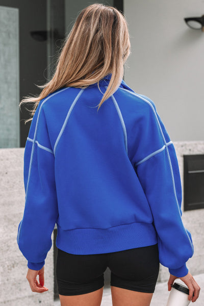 Royal Blue with Contrast Stitching Quarter Snap Pullover