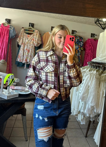 Plaid Cropped Jacket - Fully Lined