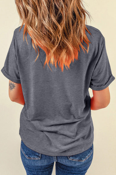 Heathered Gray Patchwork KENTUCKY Printed Tee - Patriotic - 4th of July - Memorial Day - Veteran's Day - USA