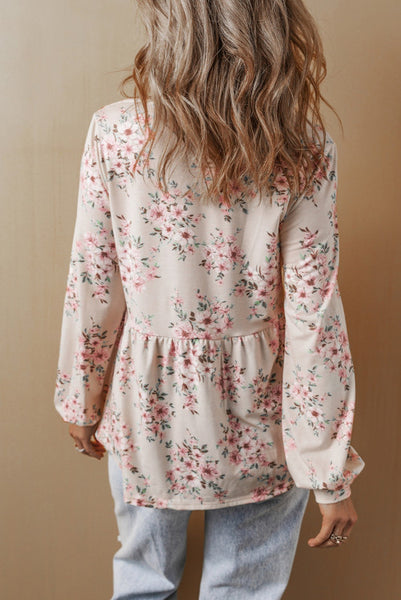 Floral Long Sleeve with Scoop Neck