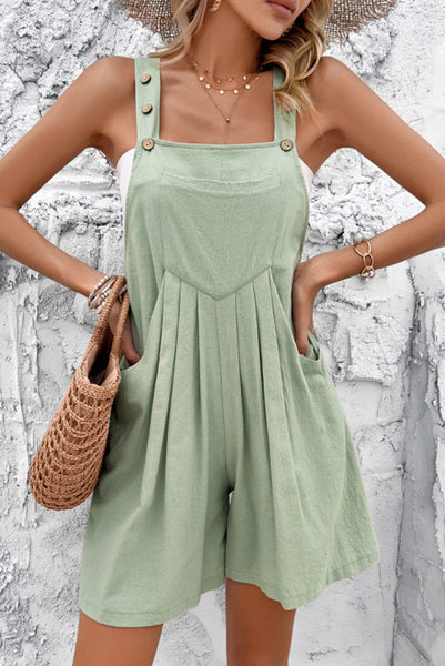 Light Sage Green Pleated Front Overalls
