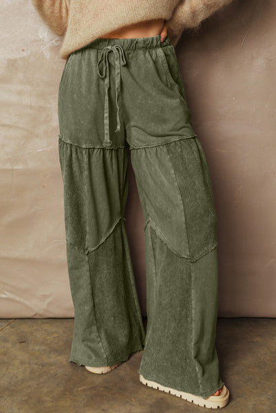 Vintage Green Mineral Wash Boho Pants