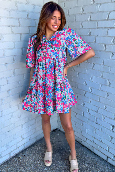 Multicolored Floral Flowy Dress