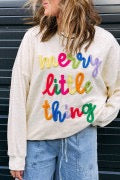 Beige Corded MERRY LITTLE THING Long Sleeve Pullover