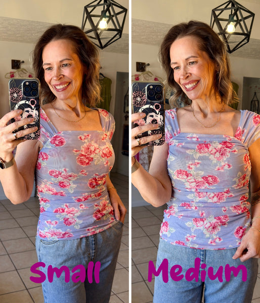 Floral Square Neck Top