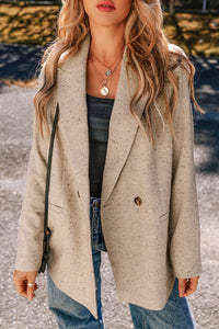 Oatmeal Single Breasted Blazer Coat