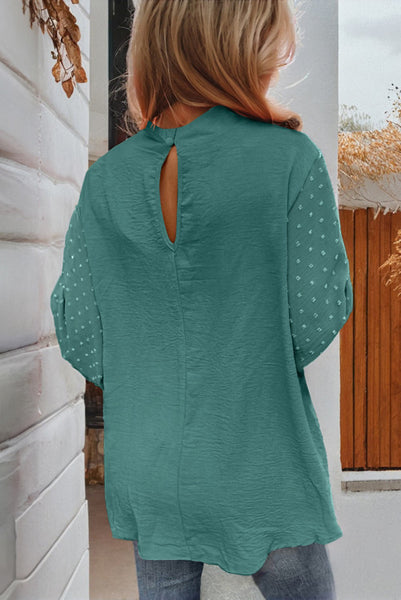 Sea Green Swiss Dot Long Sleeve Top