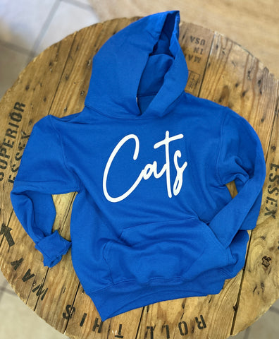 Royal Blue ‘CATS’ with Puff Lettering Hoodie - Youth and Adult Sizing