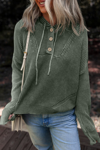 Green Mineral Wash Hooded Sweater