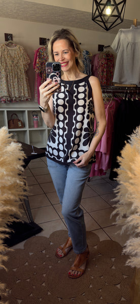 Black and White Abstract Top - Sleeveless Tank