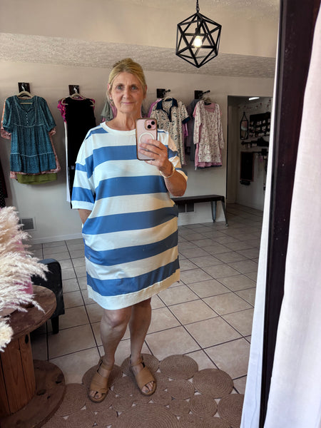 Royal Blue Stripe Tshirt Dress