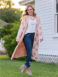 Fuzzy Pink Leopard Print Cardigan