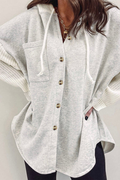 Gray Sweater Sleeve Shacket