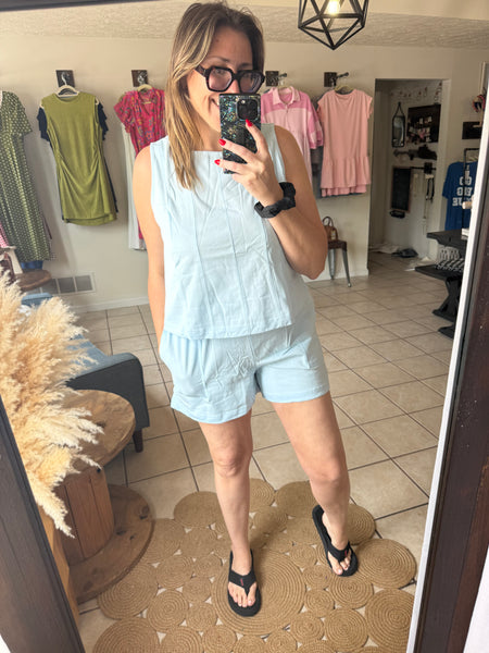 Ice Blue Tank and Shorts Set