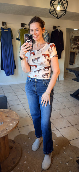Horse Print Western Slim Tee
