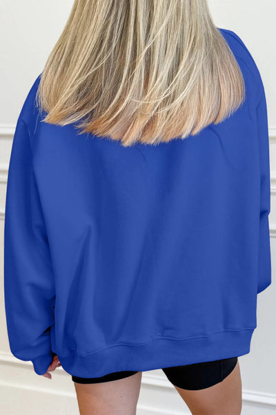 Royal Blue Mock Neck Sweatshirt Pullover