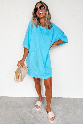 Tshirt Dress in Bright Blue