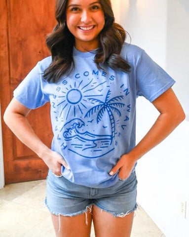Happiness Comes in Waves Tee - Blue