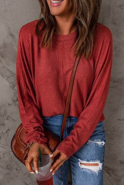 Red Long Sleeve Oversized Top