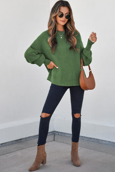 Vineyard Green Mixed Texture Sweater