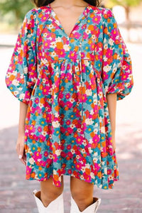 Colorful Floral Babydoll Dress