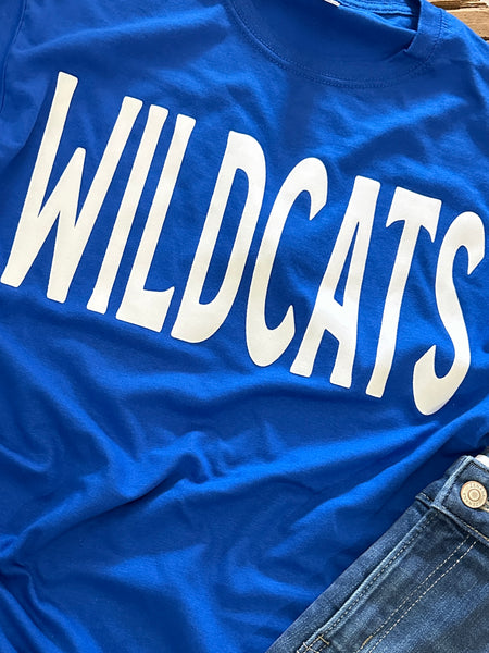 Royal Blue ‘Wildcats’ with Flocked Lettering Tee - T-shirt