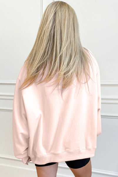Creamy Pink Mock Neck Sweatshirt Pullover