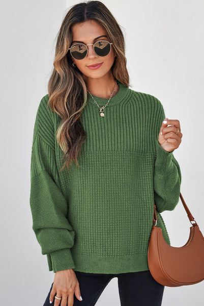 Vineyard Green Mixed Texture Sweater
