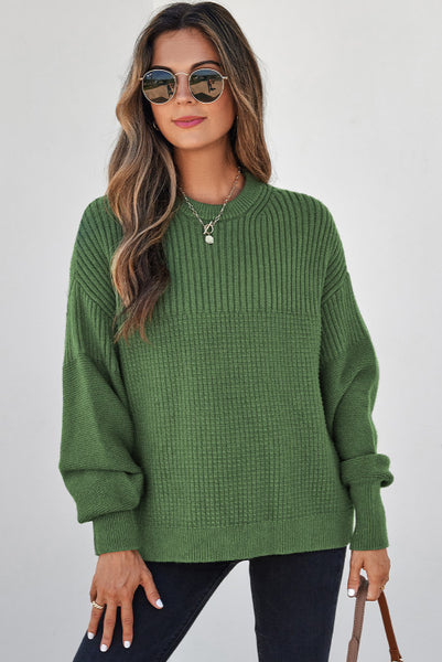 Vineyard Green Mixed Texture Sweater