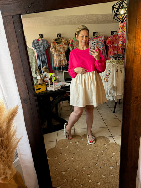 Rose Pink Sweatshirt and Poplin Dress