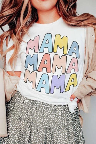 Colorful Pastels MAMA Stack Tee - T-shirt - Graphic Tee