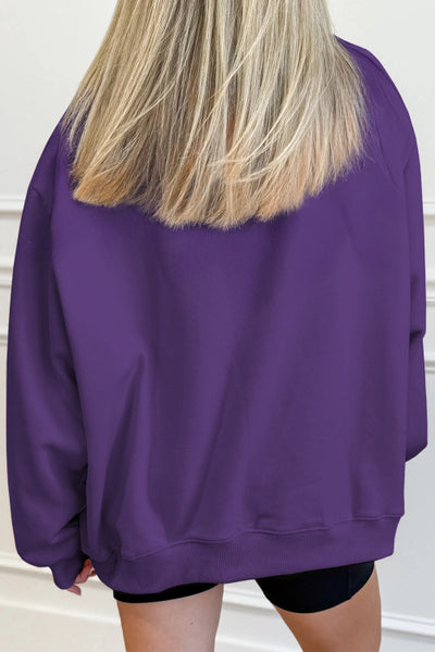Purple Mock Neck Sweatshirt Pullover