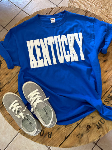 Kentucky Block Puff Lettering Tee - T-shirt- Royal Blue