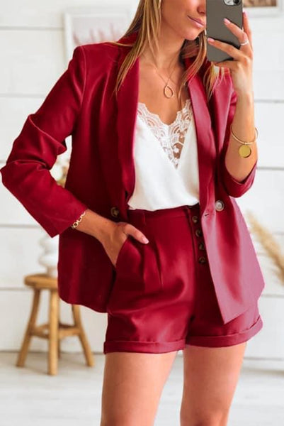 Berry Blazer with Scalloped Lapel