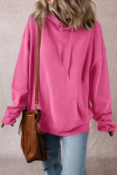 Pink Hooded Pullover with Kangaroo Pockets