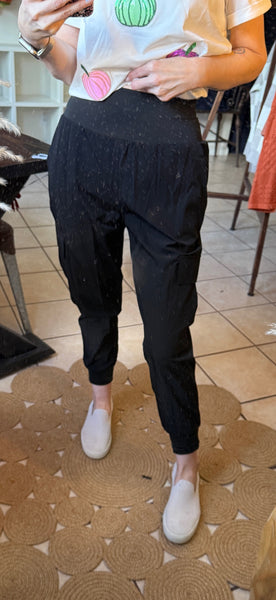 Black High Waist Pocketed Cargo Jogger Pants