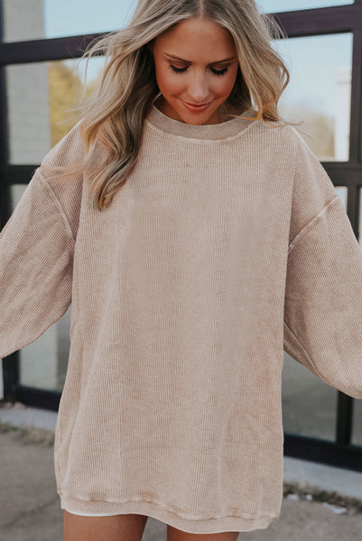 Cream Long Sleeve Corded Pullover