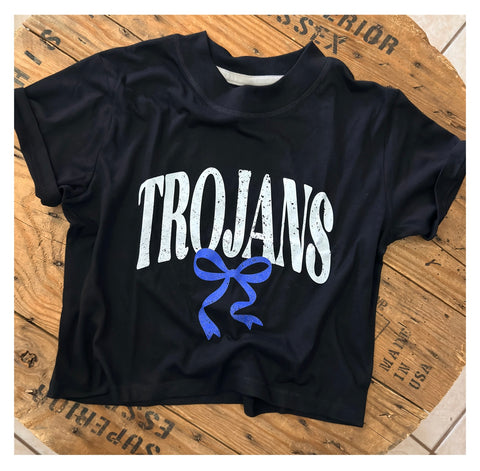 Trojans Cropped/Shorter Length Short Sleeve Crewneck Tee - Coquette